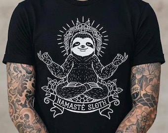 Namaste Sloth T-Shirt: Relaxed Yoga Graphic Tee
