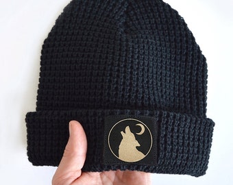 THE WITCHER WHITE WOLF SLOUCH BLACK KNIT BEANIE//HAT