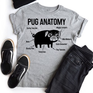 The Pug Anatomy Pug Tshirt Is Here Based On The Latest Scientific Research Very Soft And Available In Three Colours. The Perfect Pug Shirt image 2