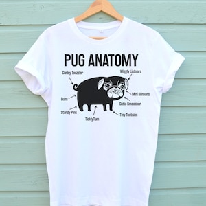 The Pug Anatomy Pug Tshirt Is Here Based On The Latest Scientific Research Very Soft And Available In Three Colours. The Perfect Pug Shirt Soft White