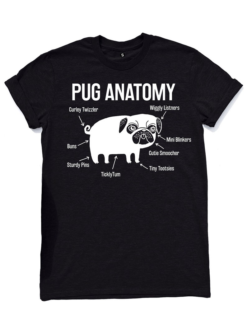 The Pug Anatomy Pug Tshirt Is Here Based On The Latest Scientific Research Very Soft And Available In Three Colours. The Perfect Pug Shirt Pitch Black
