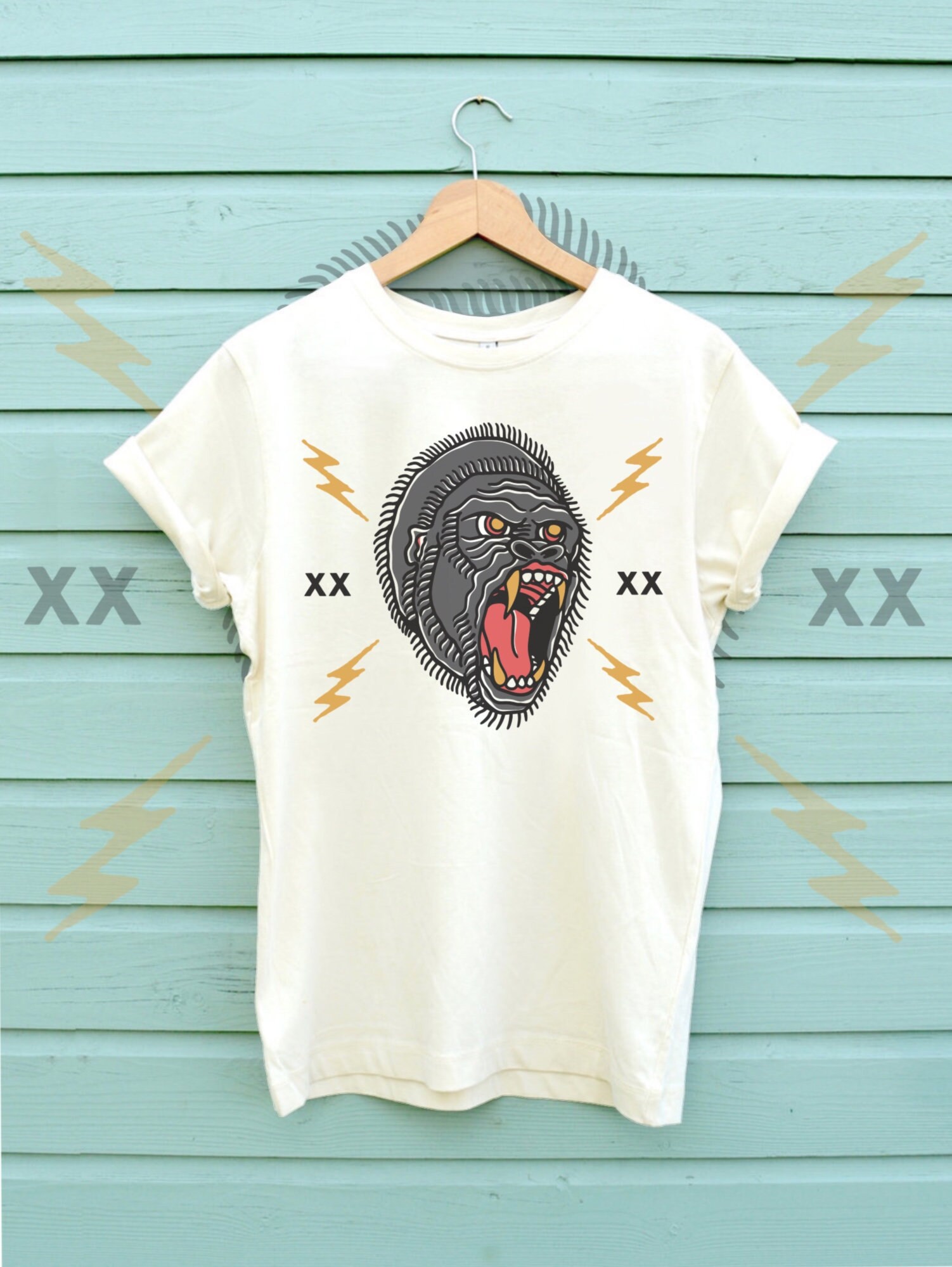 Gorilla Tshirt, Ape Shirt, Tattoo Tshirt, Graphic Tshirt In Three Colours, Graphic Tees