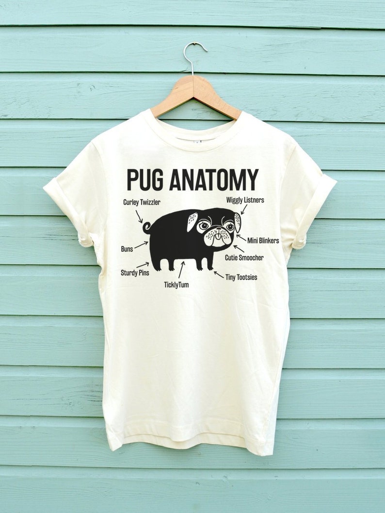 The Pug Anatomy Pug Tshirt Is Here Based On The Latest Scientific Research Very Soft And Available In Three Colours. The Perfect Pug Shirt Linen