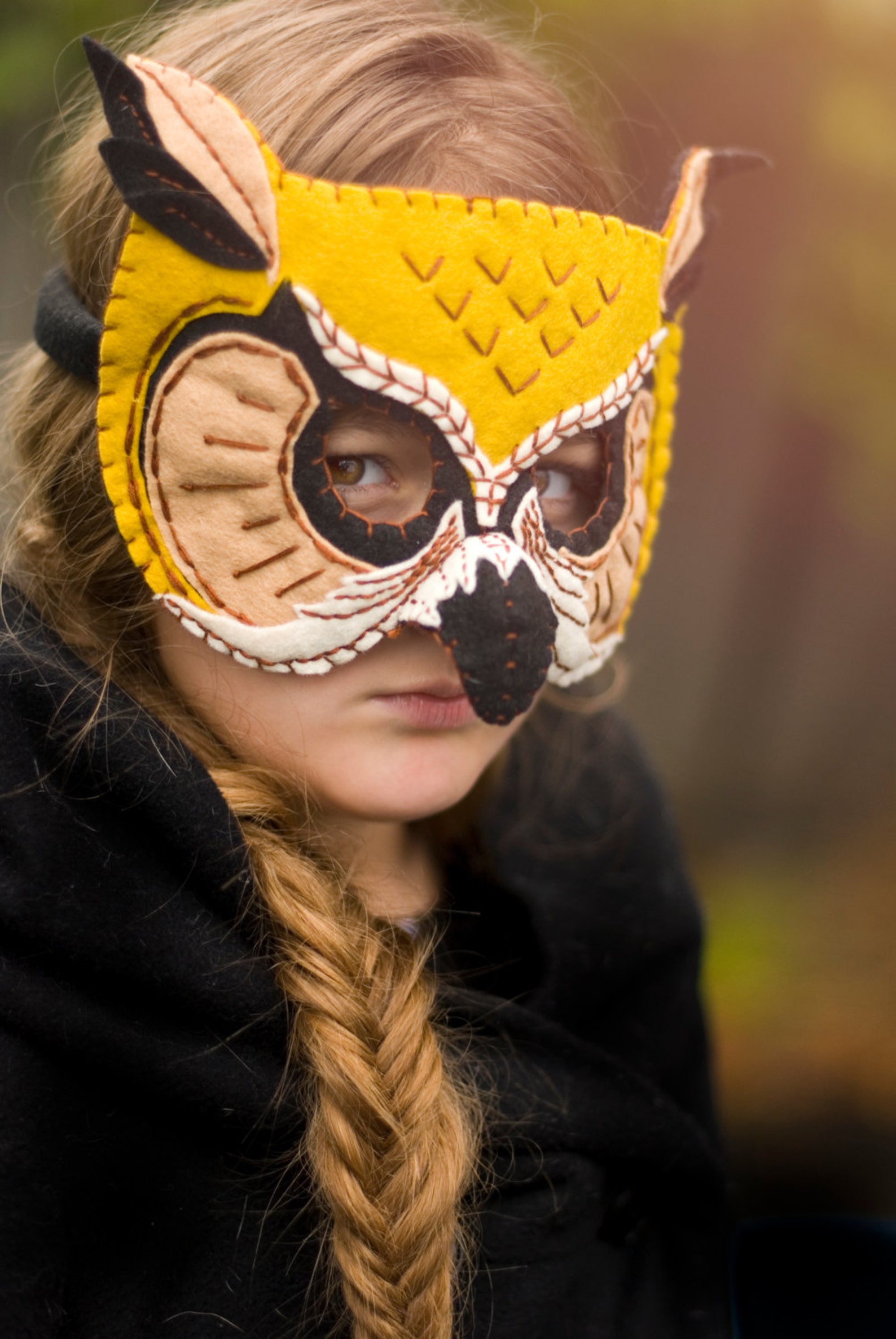 Owl Mask Handmade Yellow Felt Embroidered DetailsHalloween Etsy