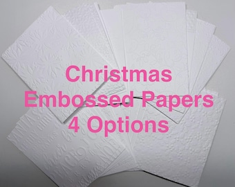 12 Designs White Christmas Embossed Card Stock Sheets