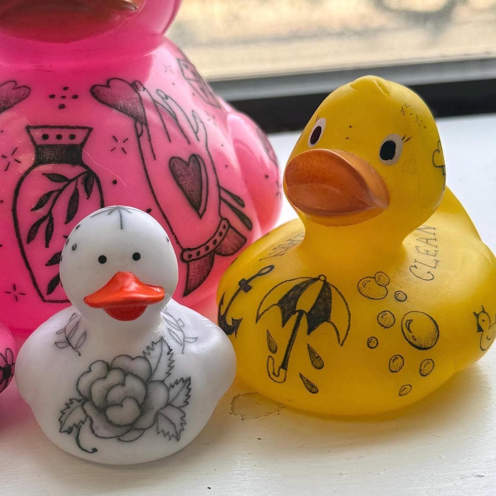 25 Colorful Glitter Rubber Ducks - 2.5 Inch Neon Assorted Duckies For Parties