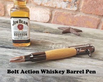 Jim Beam Bolt Action Bullet Pen Whiskey Barrel 30 Caliber Bolt Action Bullet Pen Rifle Case Box Stave Cutting Whiskey Stones Certificate