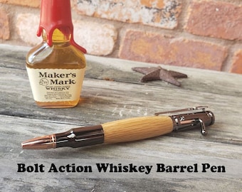 Makers Mark Bolt Action Bullet Pen Whiskey Barrel 30 Caliber Bolt Action Bullet Pen Rifle Case Box Stave Cutting Whiskey Stones Certificate