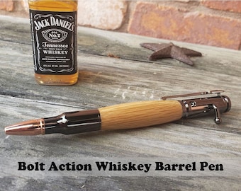 Whiskey Barrel Bolt Action Bullet Pen 30 Caliber Bolt Action Bullet Pen Rifle Case Box Stave Cutting Certificate of Authentic