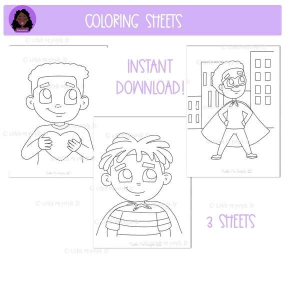 African American Boy Coloring Sheets Coloring Sheets for | Etsy