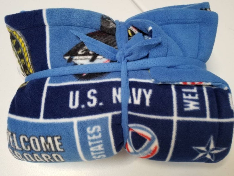 US Navy Double Sided Hand Tied Fleece Blanket Etsy