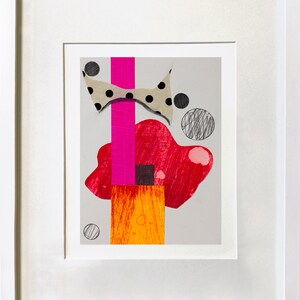 Abstract Interior 55 - mixed media collage, original art, fine art work on paper, abstract art, modernist, framed artwork