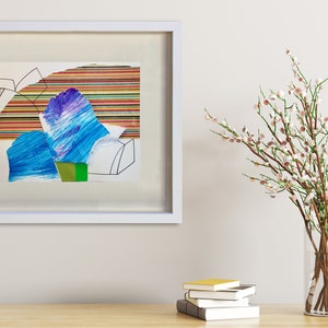 Abstract Interior 5 mixed media collage, original art, fine art work on paper, abstract art, modernist, framed artwork image 2