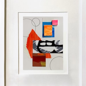 Abstract Interior 53 - mixed media collage, original art, fine art work on paper, abstract art, modernist, framed artwork