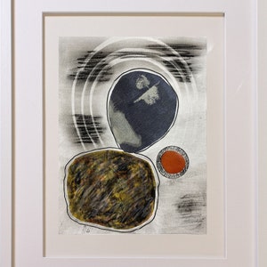 Abstract Interior 86 - mixed media collage, original art, fine art work on paper, abstract art, modernist, framed artwork