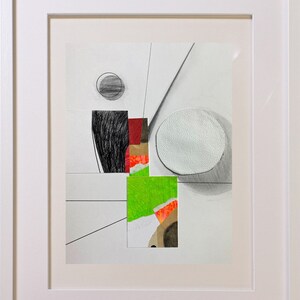 Abstract Interior 89 - mixed media collage, original art, fine art work on paper, abstract art, modernist, framed artwork