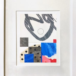 Abstract Interior 77 - mixed media collage, original art, fine art work on paper, abstract art, modernist, framed artwork