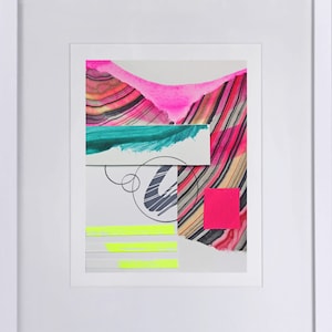 Abstract Interior 48 - mixed media collage, original art, fine art work on paper, abstract art, modernist, framed artwork