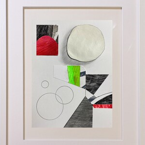 Abstract Interior 88 - mixed media collage, original art, fine art work on paper, abstract art, modernist, framed artwork