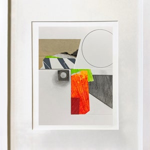 Abstract Interior 79 - mixed media collage, original art, fine art work on paper, abstract art, modernist, framed artwork