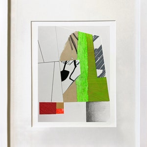 Abstract Interior 80 - mixed media collage, original art, fine art work on paper, abstract art, modernist, framed artwork