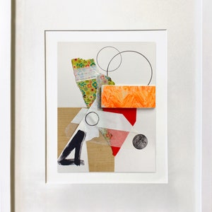 Abstract Interior 50 - mixed media collage, original art, fine art work on paper, abstract art, modernist, framed artwork