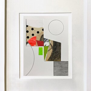 Abstract Interior 81 - mixed media collage, original art, fine art work on paper, abstract art, modernist, framed artwork