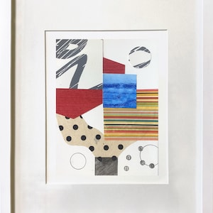 Abstract Interior 76 - mixed media collage, original art, fine art work on paper, abstract art, modernist, framed artwork