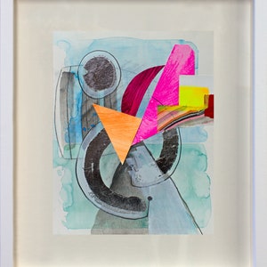 Magical Forest 37 - mixed media collage, original art, fine art work on paper, abstract art, framed artwork