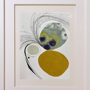 Abstract Interior 87 - mixed media collage, original art, fine art work on paper, abstract art, modernist, framed artwork