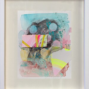 Magiczny Las 39 - kolaż w technice mieszanej, oryginalna sztuka, dzieło sztuki na papierze, sztuka abstrakcyjna, dzieło sztuki w ramie