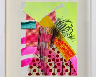 Abstract Interior 41 - mixed media collage, original art, fine art work on paper, abstract art, modernist, framed artwork