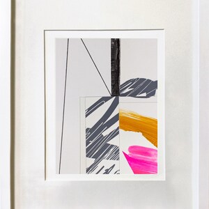Abstract Interior 70 - mixed media collage, original art, fine art work on paper, abstract art, modernist, framed artwork