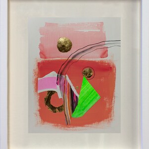 Magiczny Las 48 - kolaż w technice mieszanej, oryginalna sztuka, dzieło sztuki na papierze, sztuka abstrakcyjna, dzieło sztuki w ramie