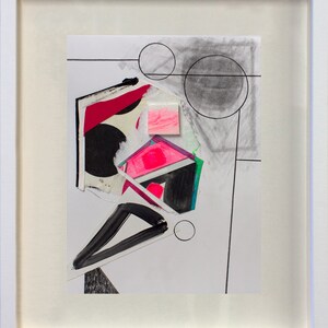 Abstract Interior 63 - mixed media collage, original art, fine art work on paper, abstract art, modernist, framed artwork
