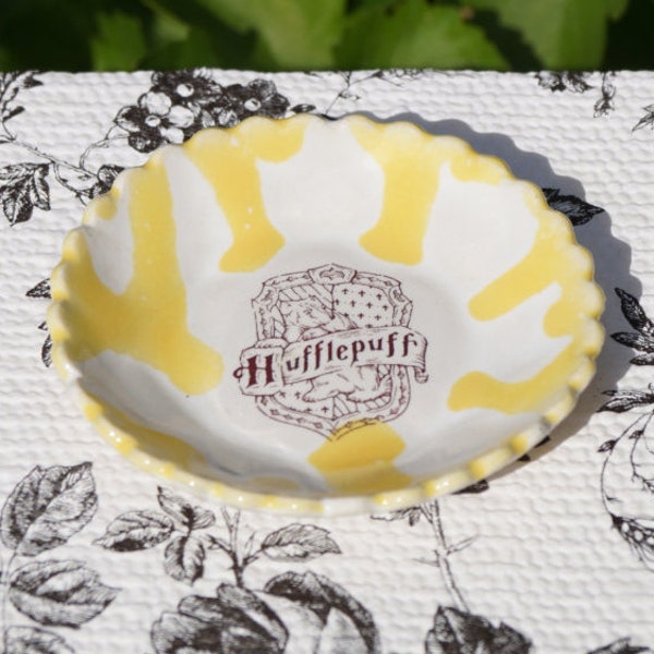 Hufflepuff jewelry dish harry potter bowl handmade spoon rest candle holder petite