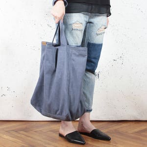 Oversized canvas handbag, Big tote vegan bag, Strong cotton shoulder bag, Everyday handbag, Handcrafted