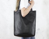Black tote bag - shoulder bag Vegan bag - Soft vegan leather tote