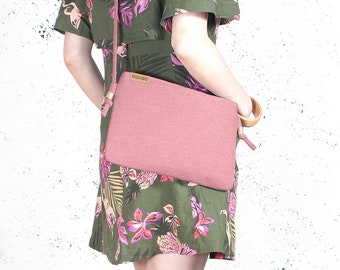 Small pink handbag -  pink purse, crossbody bag vegan
