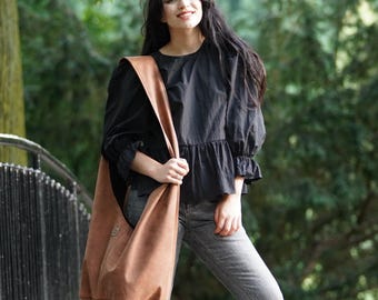 Rusty Vegan Leather Hobo Bag, Slouchy Hippie Crossbody, Gypsy Boho Handbag