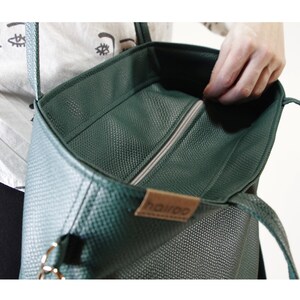 Dark green bag - carry on bag, computer bag | Vegan shoulder bag - tote with pockets