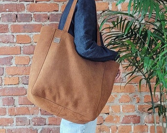 Oversized rusty tote, everyday handbag, waterproof vegan nubuck, city bag, all day bag, high quality, shoulder bag, gift for her