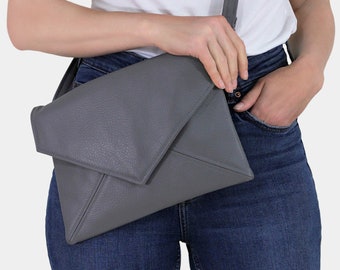 Small bag grey Clutch bag Grey envelope clutch Small crossbody bag Vegan purse clutch Bridesmaids clutches Bridal clutch Grey vegan handbag