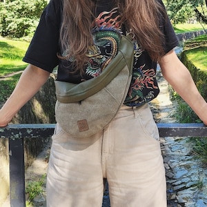 Bauchtasche, Beuteltasche, Bauchtasche, Bauchtasche, vegan Tasche, Beuteltasche aus Öko-Leder, handgefertigt