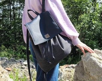 Recycled backpack, charcoal gray backpack, everyday rucksack, no waste, from pet bottles, city backpack, back to school