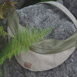 Riñonera verde, bandolera caqui, riñonera de algodón, bolso vegano, regalo para ella, piel ecológica, hecho a mano