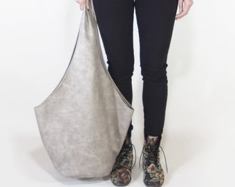 Bolso hobo beige, bolso gitano, piel vegana, bolso grande, bandolera