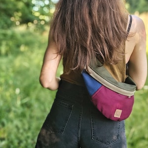 Colorful Canvas Sling Bag, Zero Waste Crossbody Fanny Pack, Cotton Bum Bag, Vegan