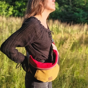 Colorful Canvas Sling Bag, Crossbody Vegan Hippie Fanny Pack, Zero waste Bum Bag