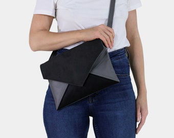 Graphite / grey / black clutch bag, small crossbody wallet | Cell phone crossbody bag, card holder | Bridesmaids, gift for her | 100% Vegan